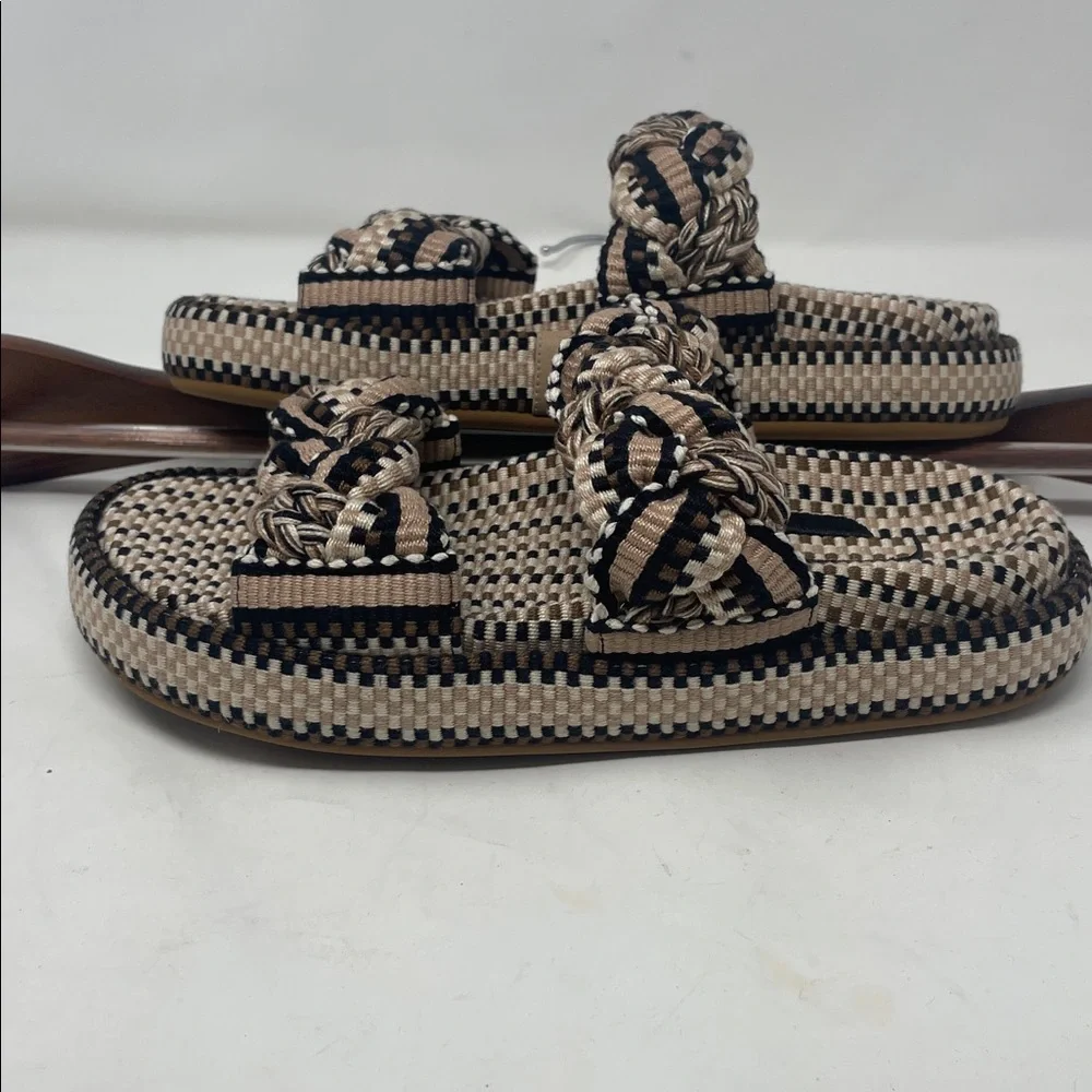 Amambaih Paris Daniela Braided Slip-On Sandals in Black and Tan Size 5.5